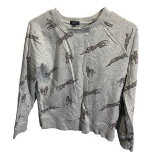 Rails XS Gray Leopard Print Sweatshirt Cotton Blend Casual